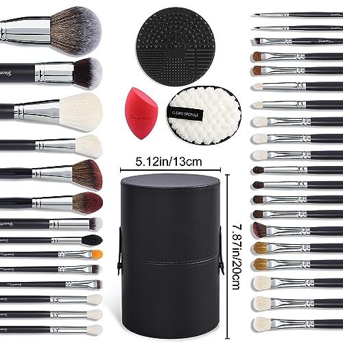 Image 5 of Bueart Design 34Pcs PRO Makeup Brushes Set Real Goat Hair Horse (Black)