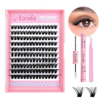 Thumbnail for Image 1 of Default Title for the product Azenlo Natural Lash Clusters Kit Wispy Eyelash Clusters 120 pcs Cluster Eyelash Extensions C Curl Individual Lashes 10-16 mm Mix Length Natural Look (80D KIT 120 Pcs)