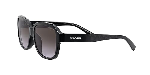 Coach HC8298U Universal Fit Sunglasses, Black/Dark Grey Gradient, 57 mm