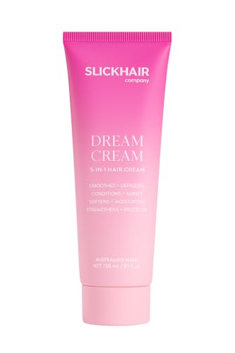 SlickHair Dream Cream, 3-in-1 Hair Styling Cream for Smooth Slick Back Hair Styles - Lightweight, Strong Hold, Non-Greasy & Non-Flakey - Smooths Frizz & Flyaways, 5.05 Oz
