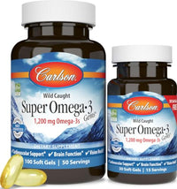 Thumbnail for Image 1 of Default Title for the product Carlson Super Omega-3 Gems, 1200 mg, Omega-3s, 100 + 30 Softgels