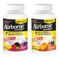 Thumbnail for Image 1 of Default Title for the product Airborne 1000mg Vitamin C  Zinc Immune Support Supplement Chewable Tablets, Very Berry & Citrus Flavor, 116 Count