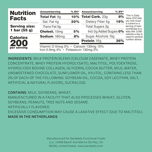 Image 2 of BAREBELLS Soft Protein Bars Minty Chocolate - 12 Count, 16g High Protein Treats