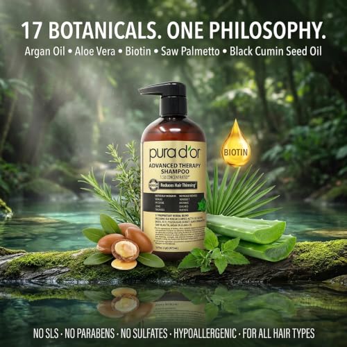 Image 3 of PURA D'OR Advanced Therapy Biotin Shampoo for Thinning Hair, 16oz