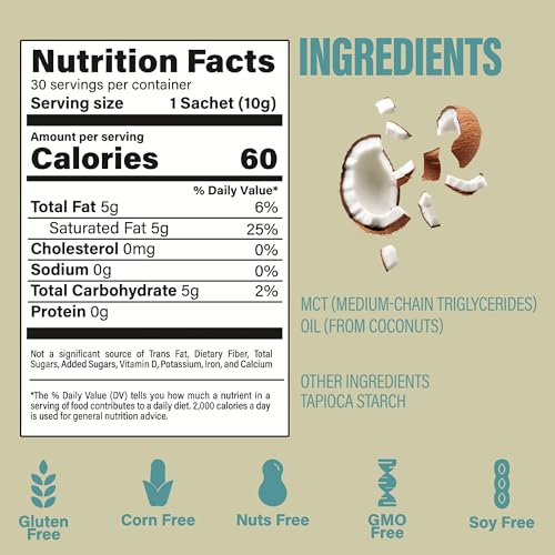 Image 2 of BUBS Naturals MCT Oil Powder Packets - 14 Travel Packets