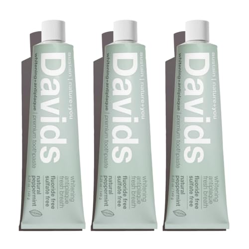 Image 1 of Default Title for the product Davids Fluoride Free Toothpaste Teeth Whitening Peppermint 5.25oz (3 Pack)