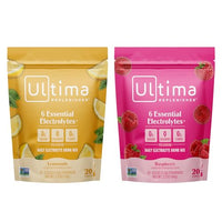 Thumbnail for Image 1 of Default Title for the product Ultima Replenisher Electrolyte Powder Drink Mix Bundle ? Sugar Free ? Lemonade and Raspberry, 20 Stickpacks