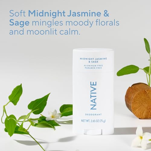 Image 4 of Native Deodorant Contains Naturally Derived Ingredients, 72 Hour Odor Control, Deodorant for Women and Men, Aluminum Free, Midnight Jasmine & Sage 2.65oz