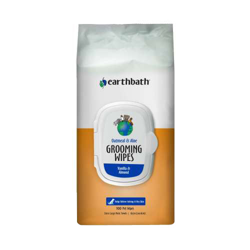 Oatmeal & Aloe Grooming Wipes Vanilla & Almond 100 Count by Earthbath