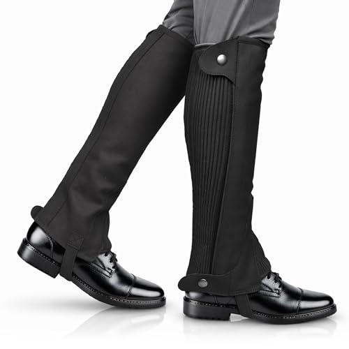 Image 8 of Black Hidden-Zip / Small for the product Half Chaps Amara Equestrian Women, Men, Synthetic Leather Zip-Up Pair English Riding Unisex Black Leather Half Chaps
