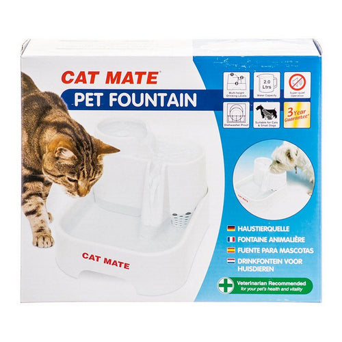 Pet Fountain - White 10.5"L x 6.8"W x 8.8"H (70 Ounces) by Cat Mate