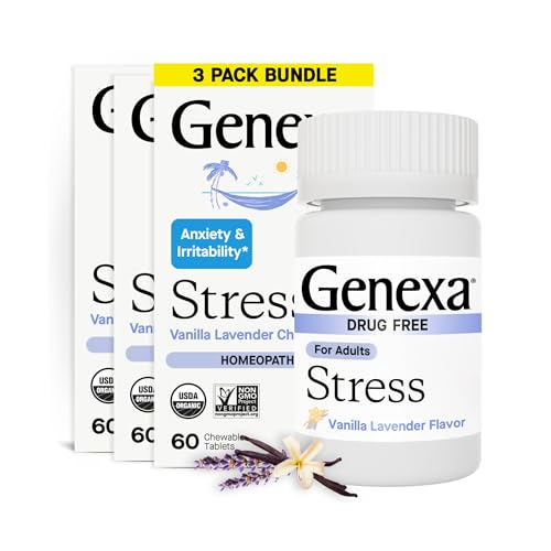 Image 1 of 3 Pack for the product Genexa Stress, Anxiety & Stress Relief Made Clean, 180 Chewable Tablets
