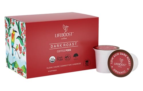 Image 1 of Default Title for the product LIFEBOOST Dark Roast Organic Low Acid Coffee K Cups, 10 Count