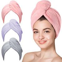 Thumbnail for Image 6 of Pink,purple,grey / Large for the product Hicober Microfiber Hair Towel Wrap for Women