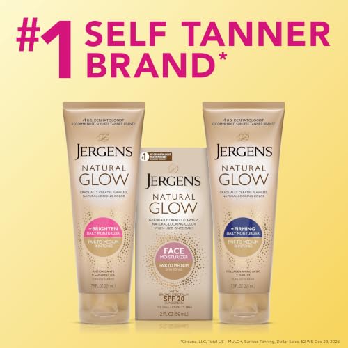 Image 7 of Jergens Natural Glow Face Self Tanner Lotion SPF 20, Fair To Medium, 2 oz