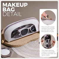 Thumbnail for Image 2 of BS-MALL 3 Pcs Makeup Bag Set, Waterproof Travel Makeup Kit with Zippers, Lightweight Travel Bag for Makeup Brush Holder & Organizer, Fashionable Leather Case for Daily Use & Storage (White)