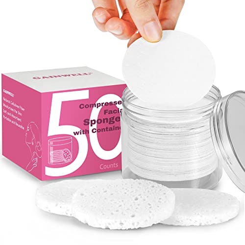 Image 1 of White for the product GAINWELL Compressed Facial Sponges with Storage Container