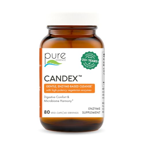 Image 1 of 80 Count (Pack of 1) for the product PURE ESSENCE LABS Pure Essence Candex Digestive Enzyme Supplement with Cellulase & Hemicellulase - Supports Gut Health, Carbohydrate Digestion & Microbiome Balance - Non-GMO - 80 Capsules