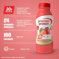 Thumbnail for Image 2 of Premier Protein 30g High Protein Shake, Strawberries & Cream, 12 Pack