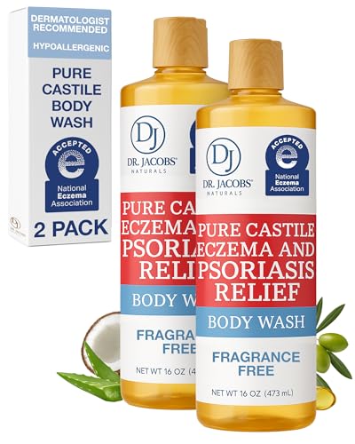 Image 1 of Default Title for the product DR.JACOBS NATURALS Pure Castile Soap for Eczema & Psoriasis Relief - Unscented Body Wash, 16oz, 2 Pack