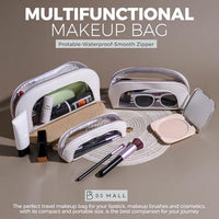 Thumbnail for Image 6 of BS-MALL 3 Pcs Makeup Bag Set, Waterproof Travel Makeup Kit with Zippers, Lightweight Travel Bag for Makeup Brush Holder & Organizer, Fashionable Leather Case for Daily Use & Storage (White)