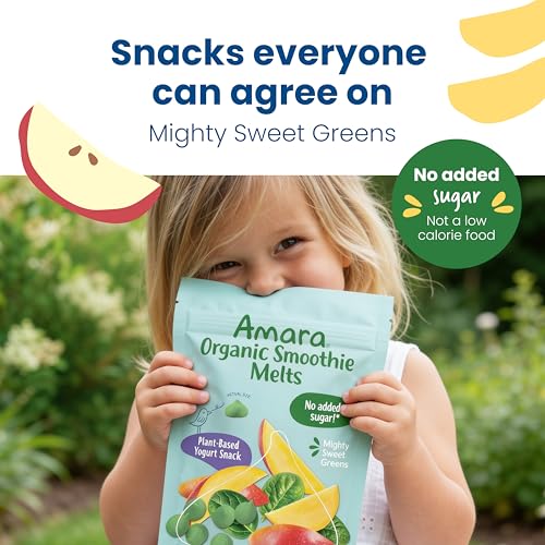 Image 3 of Amara Smoothie Melts - Mighty Sweet Greens - Baby Snacks Made With Fruits and Vegetables - Healthy Toddler Snacks For Your Kids Lunch Box - Organic Plant Based Yogurt Melts - 6 Resealable Bags