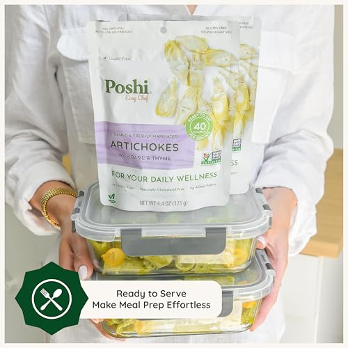 Image 6 of Poshi Marinated Artichoke Hearts, Basil & Thyme, 6-Pack, 4.4 oz