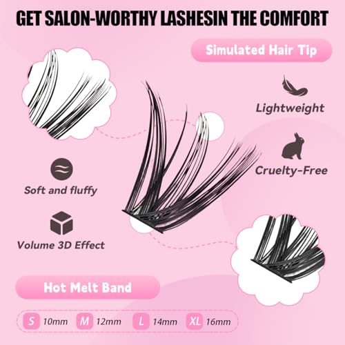 Image 4 of Azenlo Natural Lash Clusters Kit Wispy Eyelash Clusters 120 pcs Cluster Eyelash Extensions C Curl Individual Lashes 10-16 mm Mix Length Natural Look (50D KIT 120 Pcs)