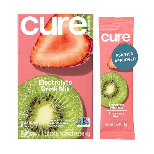 Image 1 of Default Title for the product Cure Hydration Electrolyte Drink Powder Strawberry Kiwi 8 Packets