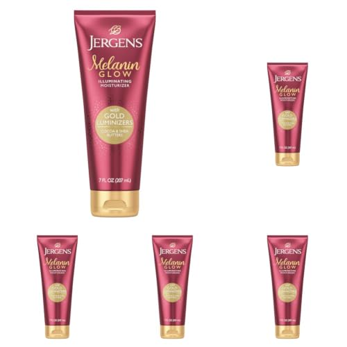 Image 1 of Default Title for the product Jergens Melanin Glow Illuminating Moisturizer, Gold, 7 Fl Oz (Pack of 5)