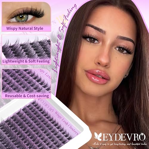 Image 3 of EYDEVRO Wispy Lash Clusters Kit Natural Eyelash Clusters Kit with Remover