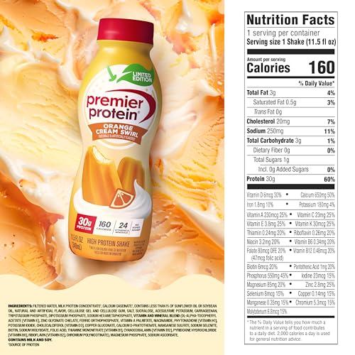 Image 5 of Premier Protein LIMITED EDITION 30g Shake, Orange Cream Swirl, 12 Pack