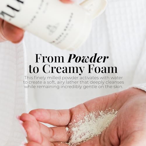 Image 3 of Amallow Enzyme Powder Face Wash - Gentle Exfoliating Powder-to-Foam Cleanser with Rice Powder, Papaya Enzymes & Oat Flour - Facial Cleanser for Sensitive Skin