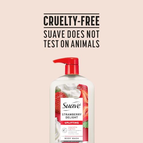 Image 7 of suave+ Strawberry Delight Uplifting Body Wash, 30 FL OZ Pump, 4 Pack