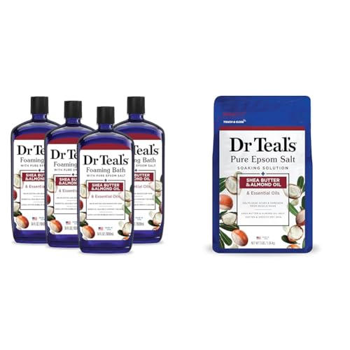 Image 1 of Default Title for the product Dr Teal's Foaming Bath with Pure Epsom Salt, Shea Butter & Almond, 34 fl oz (Pack of 4) & Salt Soak with Pure Epsom Salt, Shea Butter & Almond, 3 lbs