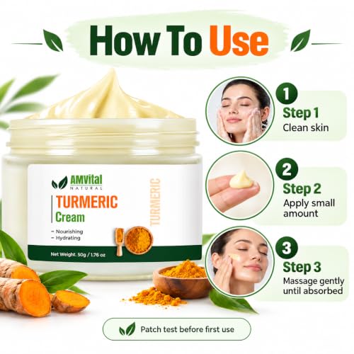 Image 6 of AMVital Turmeric Face Cream, Lightweight Facial Moisturizer