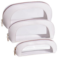 Thumbnail for Image 1 of Default Title for the product BS-MALL 3 Pcs Makeup Bag Set, Waterproof Travel Makeup Kit with Zippers, Lightweight Travel Bag for Makeup Brush Holder & Organizer, Fashionable Leather Case for Daily Use & Storage (White)