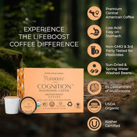 Thumbnail for Image 6 of LIFEBOOST Cognition Mushroom Coffee Pods ? Organic Low Acid K-Cups with Lion?s Mane & Chaga Adaptogens ? 10 Count (Pack of 3)