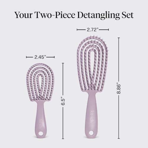 Image 4 of Kitsch Flexi Flow Duo Detangler Brush, Hair Brushes For Women- Soft Violet