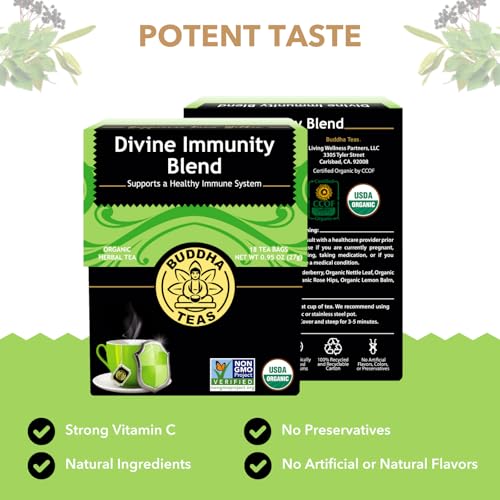 Image 2 of Buddha Teas Organic Divine Immunity Blend Herbal Tea Caffeine Free