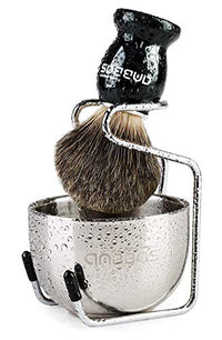 Thumbnail for Image 3 of Black Wood-Badger Hair for the product Anbbas Shaving Brush Set for Men