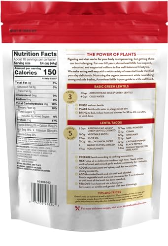 Image 2 of Arrowhead Mills Organic Green Lentils, 16 oz Bag