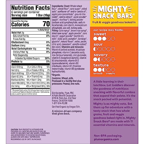 Image 2 of Plum Organics Mighty Snack Bars - Pumpkin and Banana - 0.67 oz Bars (Pack of 48)
