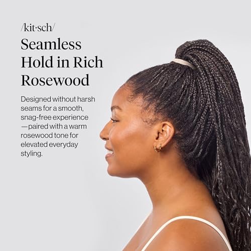 Image 2 of Kitsch Seamless Hair Ties No Damage - Stretchy Hair Bands - Rosewood, 8pcs