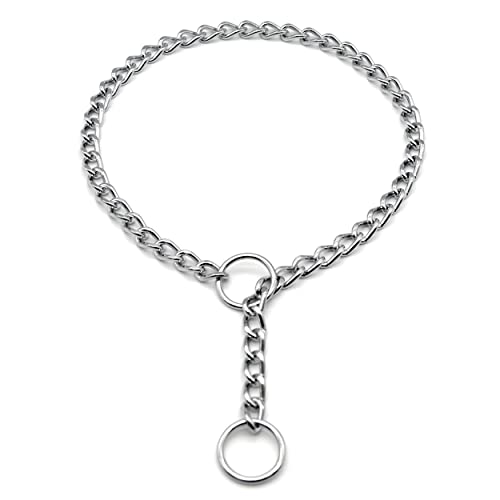 Image 11 of Herm Sprenger Chrome Plated Steel Dog Collar with Short Flat Links Choke Chain Two O-Rings