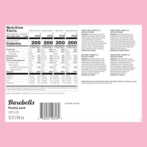 Image 2 of BAREBELLS Barebells Classics Protein Bars Variety Pack, 24 Bars, 20g Protein