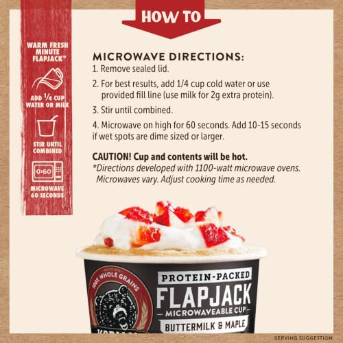 Image 6 of KODIAK CAKES Instant Pancake & Flapjack Cups, Buttermilk & Maple, High Protein, 100% Whole Grains, Pack of 12