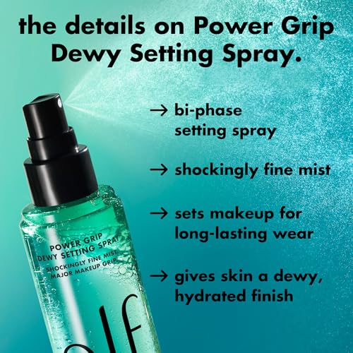 Image 4 of e.l.f. Power Grip Dewy Setting Spray, Hydrating Mist, Dewy Glow Finish