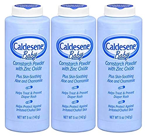 Image 1 of 5 Ounce (Pack of 3) for the product Caldesene Cornstarch Baby Powder with Zinc Oxide, Talc-Free Baby Powder, 5 Oz (3 Pack)