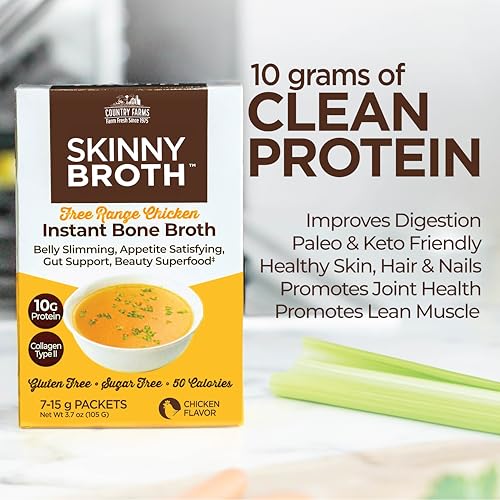 Image 4 of Country Farms Skinny Broth 7-Day Plan, Instant Chicken Bone Broth, 4 Pack, 28-15g Packets